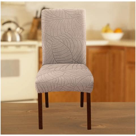 Coprisedie Elasticizzate Per Sala Da Pranzo, Morbida Protezione Per Sedia Jacquard A Foglia Beige - Foto 3
