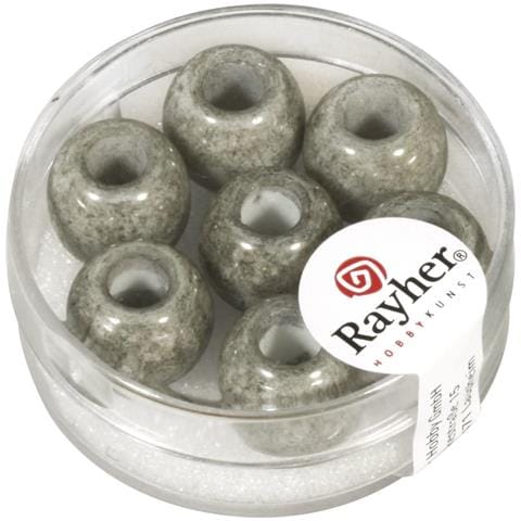 3 Pezzi - Perline In Vetro Opaco Con Foro Grande Ø12mm L. 5 Mm - Colore Antracite - Foto 1