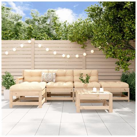 Set Salotto Da Giardino 6 Pz In Legno Massello Di Pino - Foto 1