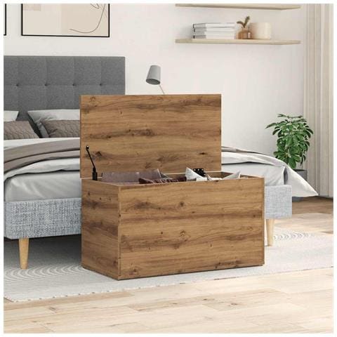 Cassapanca Rovere Artigianale 84x42x46 Cm Legno Ingegnerizzato - Foto 3