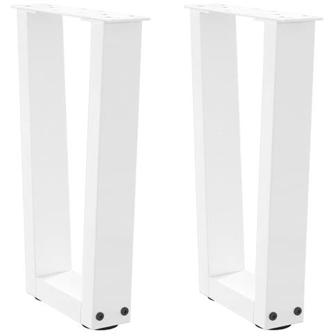 Gambe Per Tavolo Pranzo A V 2 Pz Bianco 38x(42-43,3)cm Acciaio - Foto 1