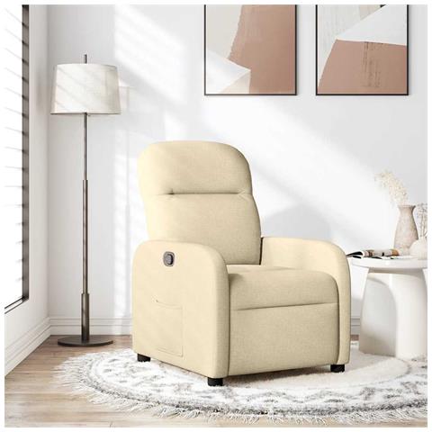 Poltrona Reclinabile In Tessuto Crema - Foto 1