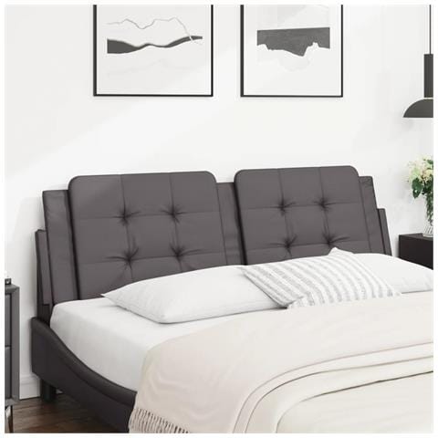 Cuscino Testiera Grigio 160 Cm In Similpelle - Foto 1