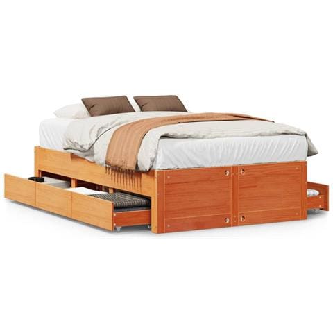 Giroletto Senza Materasso Con Cassetti Marrone Cera 135x190 Cm - Foto 2