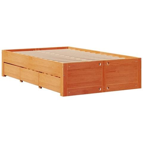 Giroletto Senza Materasso Con Cassetti Marrone Cera 135x190 Cm - Foto 3
