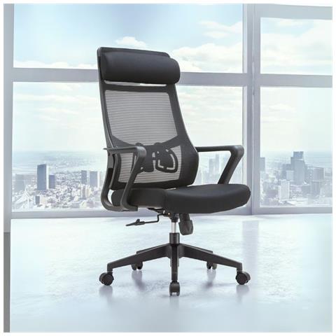 Poltrona Ufficio Pasco Con Schienale In Rete Alto E Reclinabile Colore Grigio - Foto 2