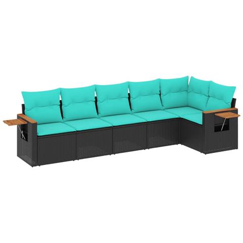 Set Divani Da Giardino 6 Pz Con Cuscini Nero In Polyrattan - Foto 2