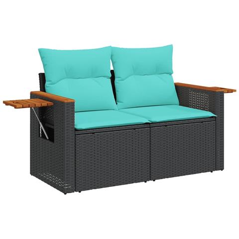 Set Divani Da Giardino 6 Pz Con Cuscini Nero In Polyrattan - Foto 3