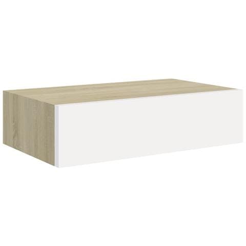 Mensola A Muro Con Cassetti In Rovere E Bianco 40x23,5x10 Cm Mdf - Foto 1