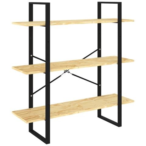 Libreria A 3 Ripiani 100x30x105 Cm In Legno Massello Di Pino - Foto 1