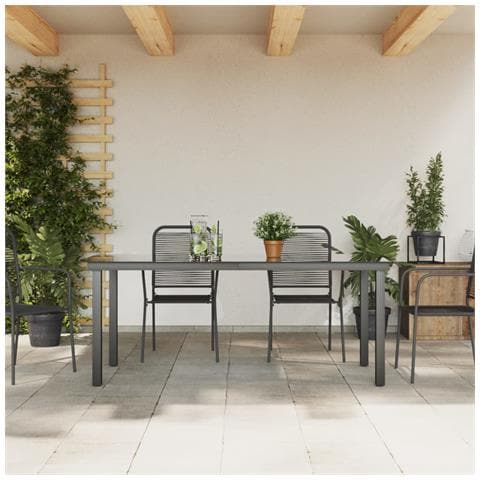 Tavolo Da Giardino Nero 190x90x74 Cm In Alluminio E Vetro - Foto 2
