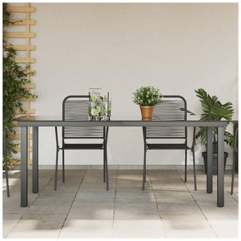 Tavolo Da Giardino Nero 190x90x74 Cm In Alluminio E Vetro - Foto 8