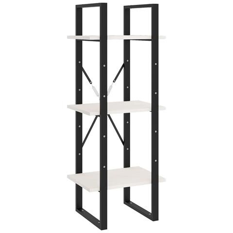 Libreria A 3 Ripiani Bianca 40x30x105 Cm Legno Massello Di Pino - Foto 1