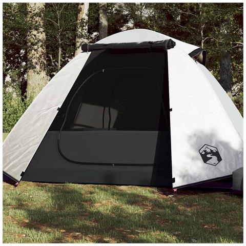 Tenda Campeggio a Cupola 2 Persone Bianca Tessuto Oscurante - Foto 1