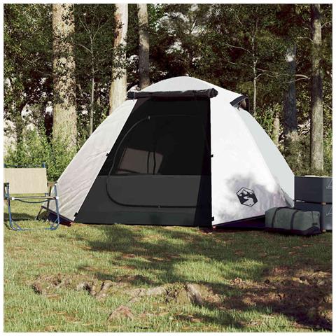 Tenda Campeggio a Cupola 2 Persone Bianca Tessuto Oscurante - Foto 2