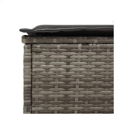 Lettino Prendisole con Tavolo e Cuscino Grigio in Polyrattan - Foto 9