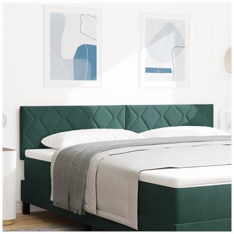 Testiera Design a Blocchi Diamante Verde Scuro 180 cm in Velluto - Foto 2