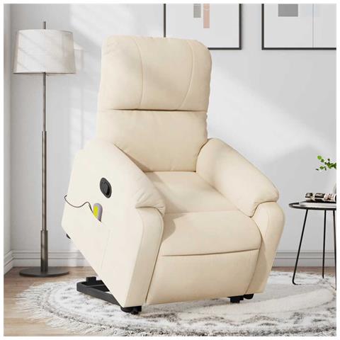 Poltrona Alzapersona Reclinante Massaggiante Beige Microfibra - Foto 2