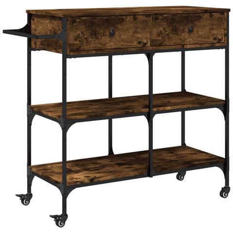 Carrello da Cucina Rovere Fumo 105x42x95 cm Legno Multistrato - Foto 1
