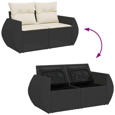 Set Divani da Giardino con Cuscini 7pz Nero Polyrattan - Foto 9