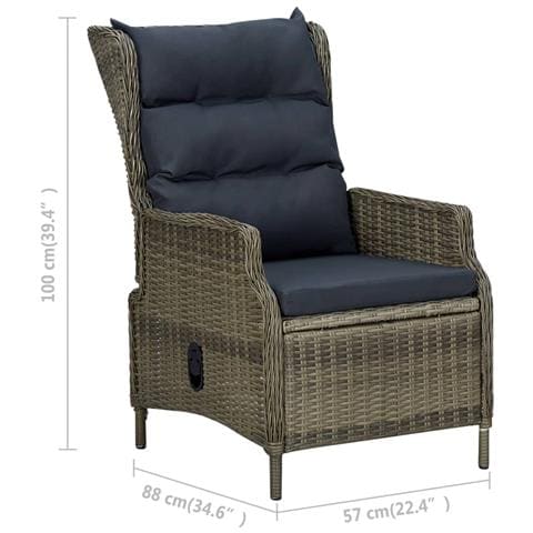 Sedia Da Giardino Reclinabile Con Cuscini In Polyrattan Marrone - Foto 8