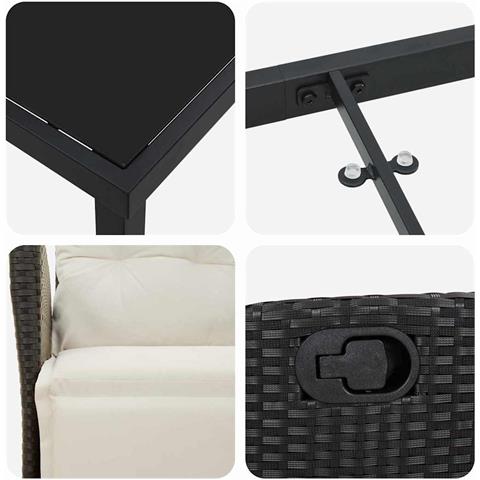 Set da Pranzo per Giardino 7 pcs Nero Poly Rattan - Foto 9