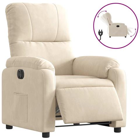 Poltrona Reclinabile Elettrica Beige in Tessuto di Microfibra - Foto 1