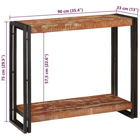 Tavolo consolle 90 x 33 x 75 cm legno massello di riciclo - Foto 9