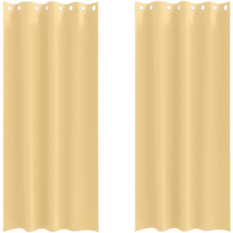 Tende con tende 2 pcs Beige 260x140cm Poliestere - Foto 1