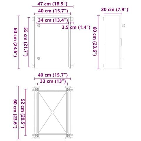 Armadietto di Controllo Grigio 40 x 20 x 60 cm Plastica ABS - Foto 9