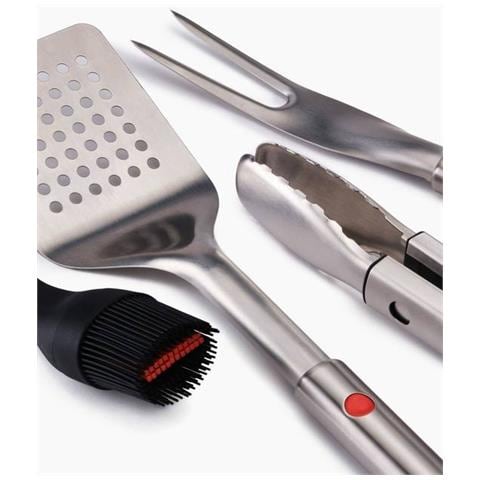 Set Grillout Quattro Pezzi Per Barbecue Con Spatola Pinze Forchettone E Pennello Con Custodia Manici Retrattili In Acciaio Inox Ideale Per Grigliate - Foto 2