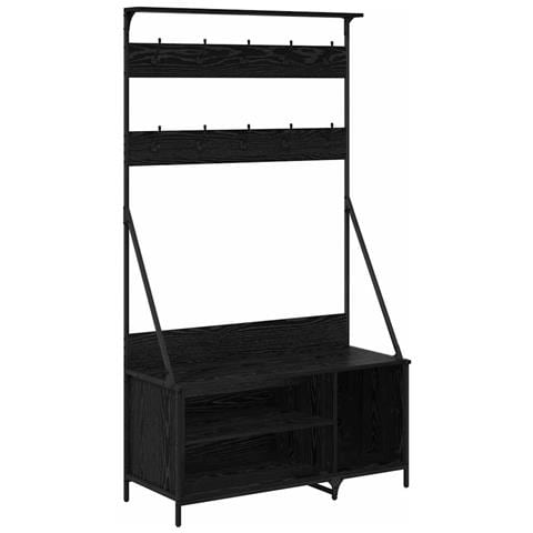 Stendibiancheria con lo scaffale Rovere Nero 100 x 41 x 184 cm - Foto 1