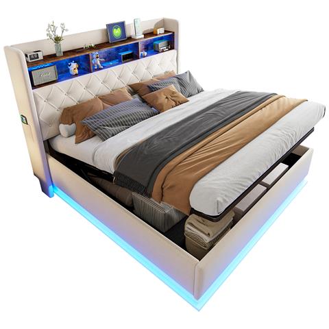 Letto Imbottito Led Con Usb E Ampio Contenitore - Foto 1