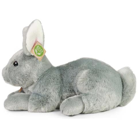 Peluche Coniglio 33cm Realista Ultra Morbido In Materiale Riciclato Ecologico, Grigio - Foto 4