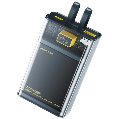 Powerbank 20000 Mah Con Cavo Usb-c Lightning Super Charge Pd 20 W E Qc 22,5 W, Nero Trasparente - Foto 1
