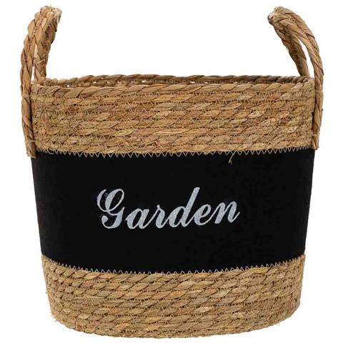 Cesto In Fibra Naturale E Cotone Nero D31,5x25,5/33h - Foto 2