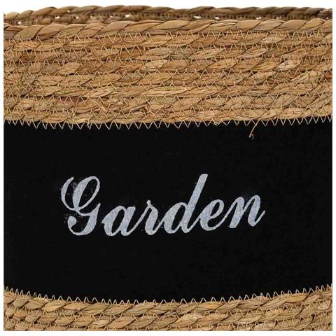 Cesto In Fibra Naturale E Cotone Nero D31,5x25,5/33h - Foto 8