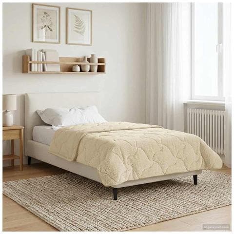 Duvet Estivo Crema 155 x 200 cm Microfibra e Fleece Teddy - Foto 2