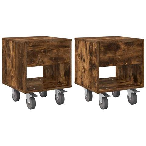 Comodino 2 pcs Rovere fumé 40,5 x 40 x 48 cm Legno multistrato - Foto 1