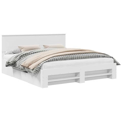 Struttura del letto Bianco 200 x 200 cm Legno multistrato - Foto 1