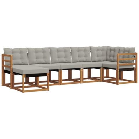 Set di divani da esterno 7 pcs Grigio Naturale e Chiaro - Foto 1