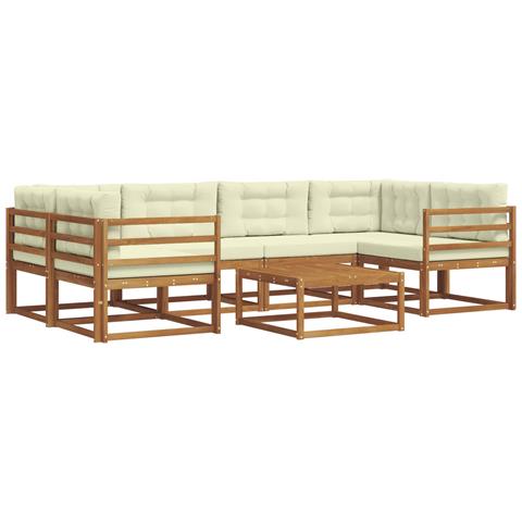 Set di divani da esterno con cuscino 7 pcs Naturale e Crema - Foto 1