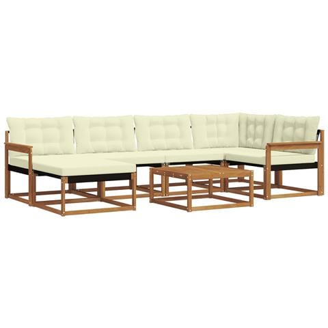 Set di divani da esterno con cuscino 19 pcs Naturale e Crema - Foto 1