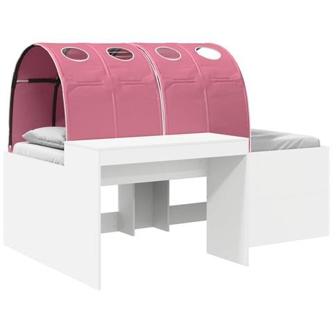 Letto con Tunnel 4 pcs Bianco e Rosa Legno ingegnerizzato - Foto 1