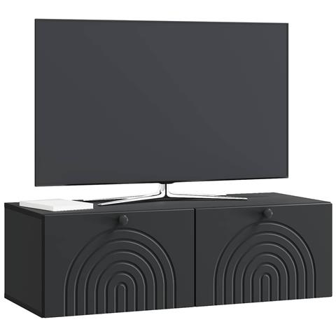 Mobile Porta TV da Muro Montaggio a parete Nero 99 x 41 x 30 cm - Foto 2
