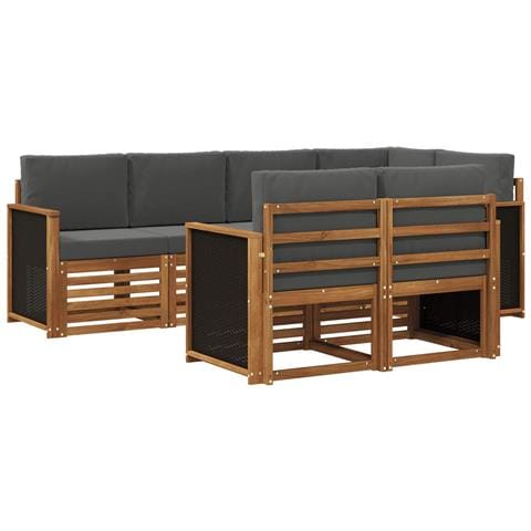 Set divano sezionale con cuscino 6 pcs Naturale e Antracite - Foto 1
