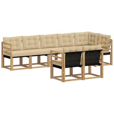 Set di divani da esterno con cuscino 8 pcs Bianco e Beige - Foto 1