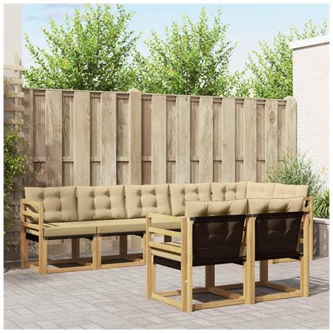 Set di divani da esterno con cuscino 8 pcs Bianco e Beige - Foto 2
