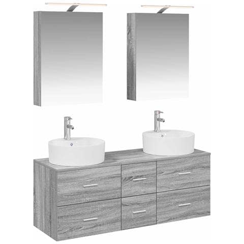 Set di mobili per il bagno 5 pcs Sonoma grigio - Foto 1