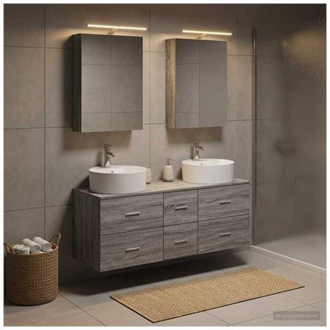 Set di mobili per il bagno 5 pcs Sonoma grigio - Foto 2